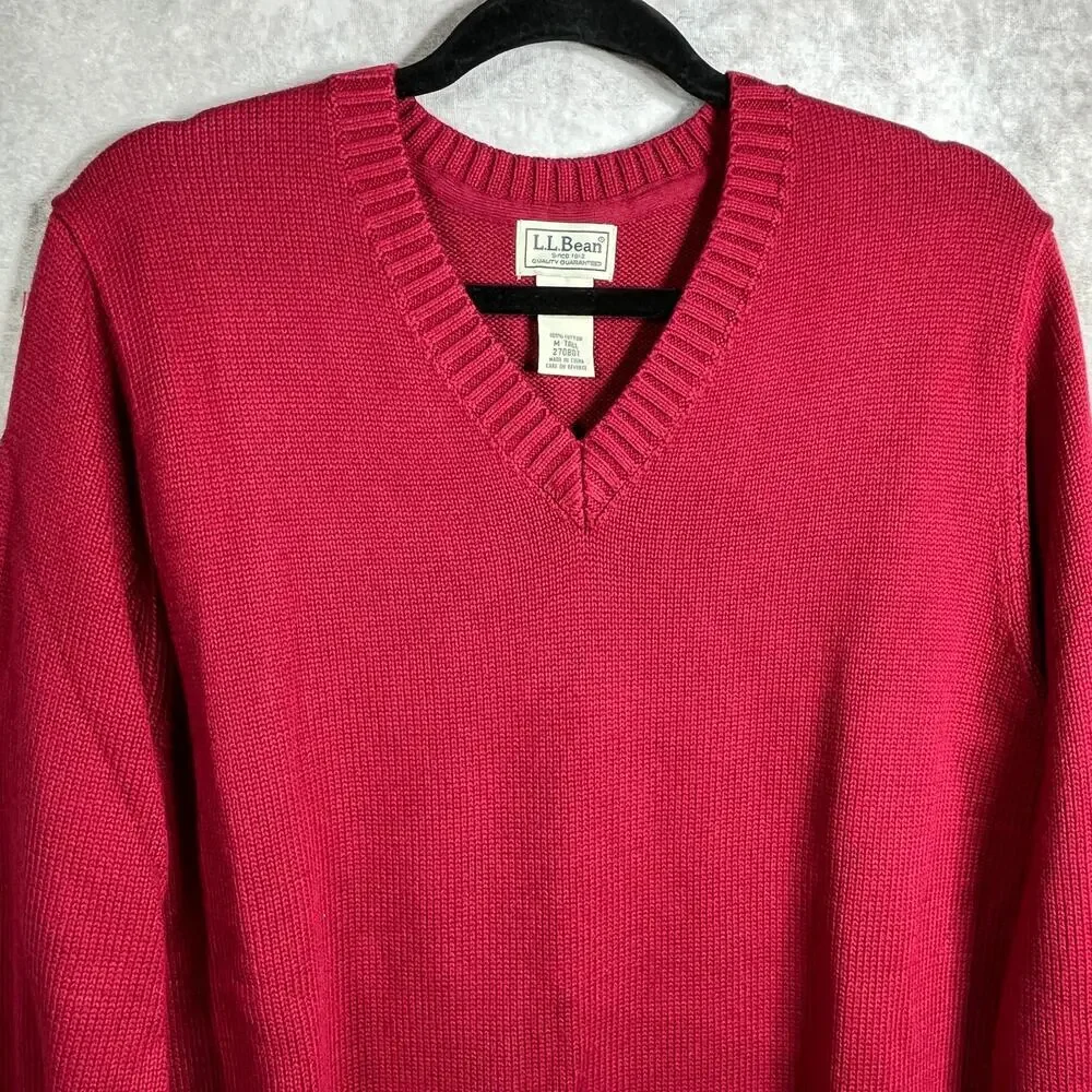 L.L. Bean Sweater Mens Size‎ Medium Tall Cotton Knit V-Neck Casual Office Work